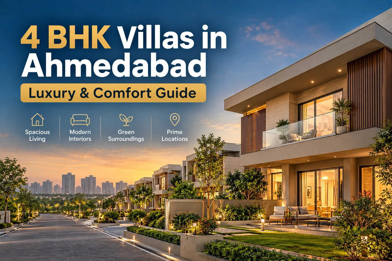 Luxury 4 BHK villas in Ahmedabad with modern architecture and premium amenities