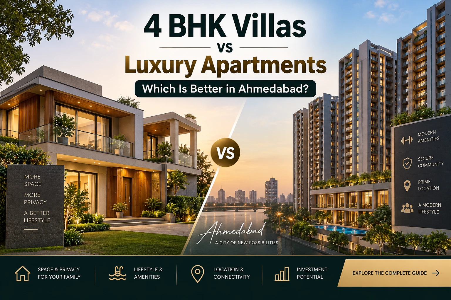 4 BHK Villas vs Luxury Apartments in Ahmedabad: Which Is Better?