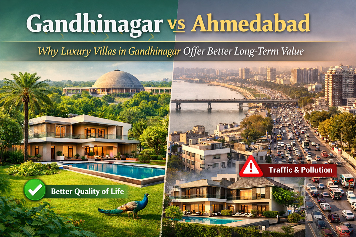 Gandhinagar vs Ahmedabad: Why Luxury Villas in Gandhinagar Offer Better Long-Term Value 