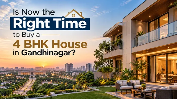 Luxury 4 BHK house in Gandhinagar with modern architecture and landscaped garden