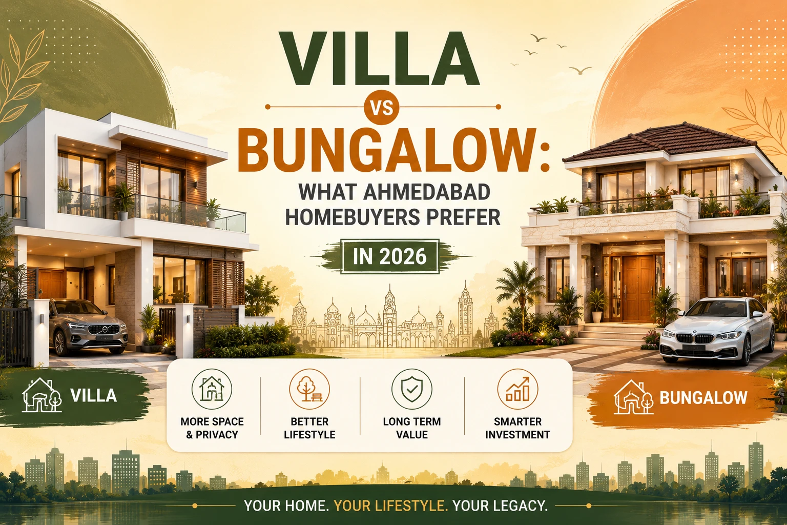 Villa vs Bungalow: 5 BHK Villas in Ahmedabad vs 5 BHK Bungalows in Ahmedabad (2026 Guide)